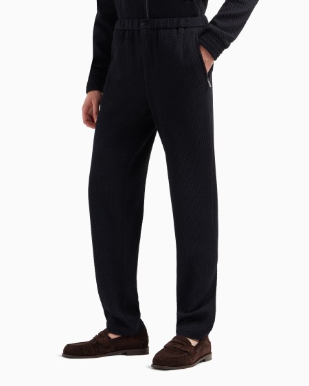 Armani Pantalones De Punto Elástico De Mezcla De Lana Con Efecto Tridimensional