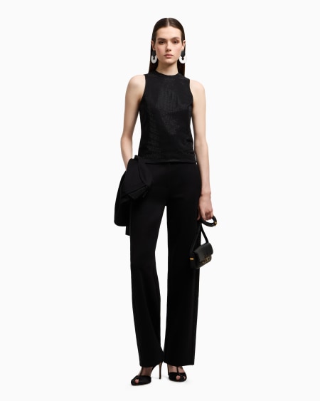 Armani Pantalones De Punto Interlock Con Bandas Y Microtachuelas