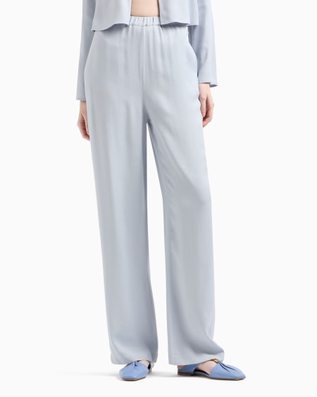 Armani Pantalones De Viscosa Texturizada Con Cintura Elástica