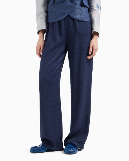 Armani Pantalones De Viscosa Texturizada Con Cintura Elástica