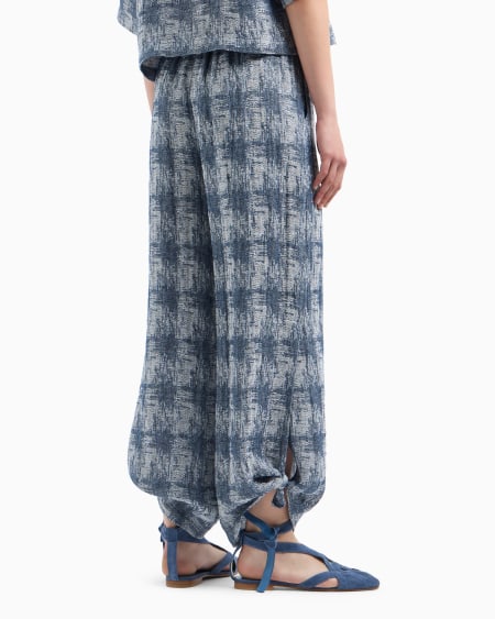 Armani Pantalones En Gasa De Lino Con Motivo De Cuadros