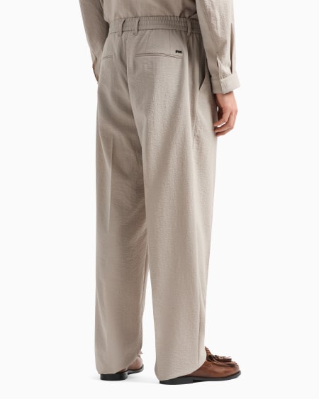 Armani Pantalones En Sirsaca De Nailon Con Elástico En La Parte Trasera