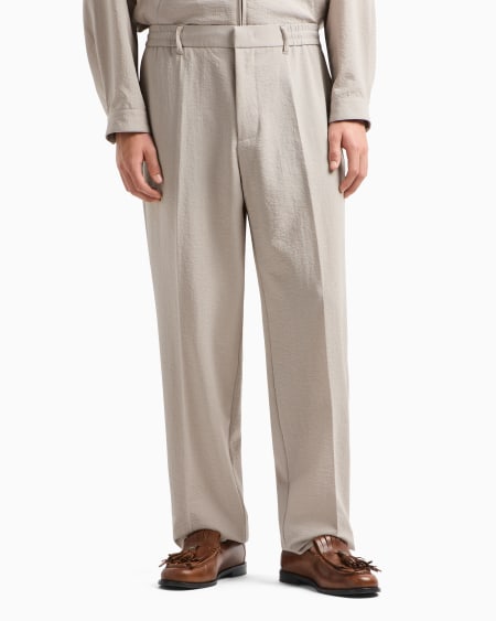 Armani Pantalones En Sirsaca De Nailon Con Elástico En La Parte Trasera