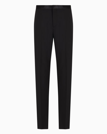 Armani Pantalones en tejido bielástico de lana virgen con cintura de raso