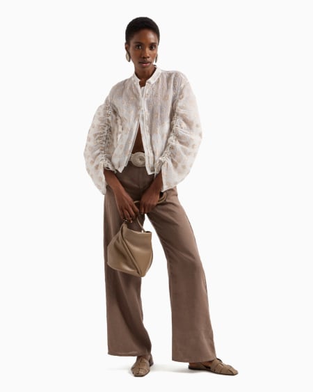 Armani Pantalones J33 De Cintura Media Y Pernera Cropped Acampanada De Lino Puro