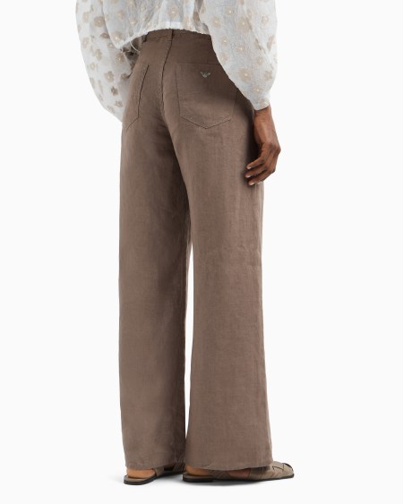 Armani Pantalones J33 De Cintura Media Y Pernera Cropped Acampanada De Lino Puro