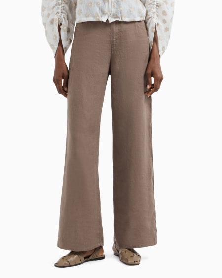 Armani Pantalones J33 De Cintura Media Y Pernera Cropped Acampanada De Lino Puro