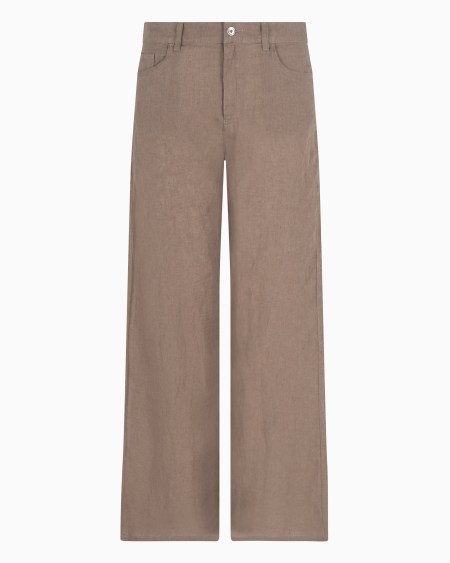 Armani Pantalones J33 de cintura media y pernera cropped acampanada de lino puro