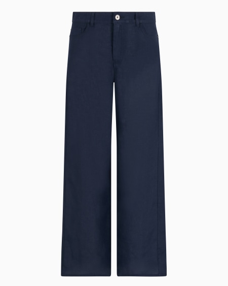 Armani Pantalones J33 de cintura media y pernera cropped acampanada de lino puro