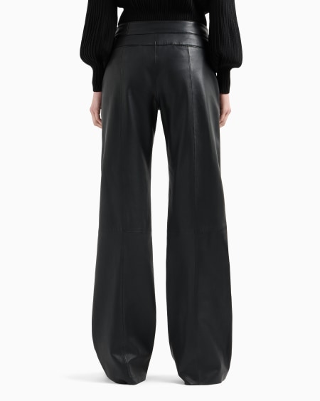 Armani Pantalones Palazzo De Napa De Cordero De Guantería