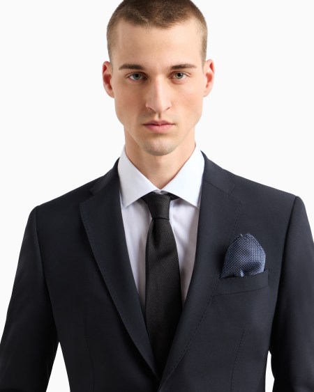 Armani Pañuelo De Bolsillo En Seda Pura Con Motivo Bicolor De Tejido Jacquard