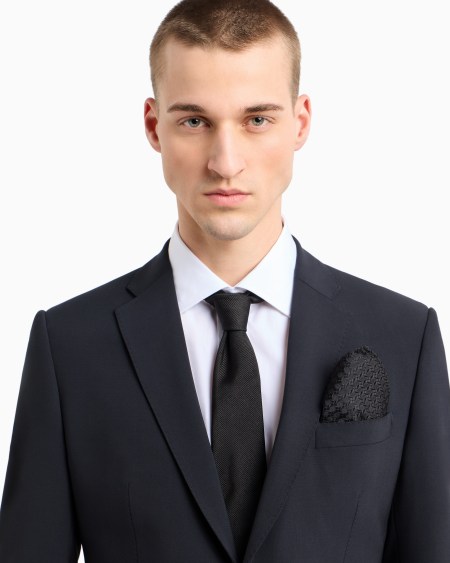 Armani Pañuelo De Bolsillo En Seda Pura Con Motivo De Tejido Jacquard