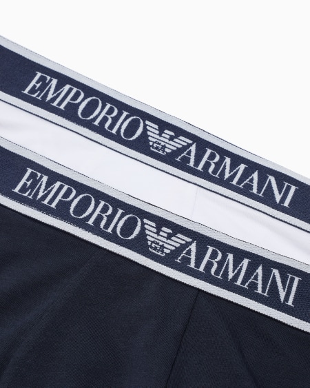 Armani Paquete Con Dos Calzoncillos Bóxer De Punto Con Logotipo En La Cintura