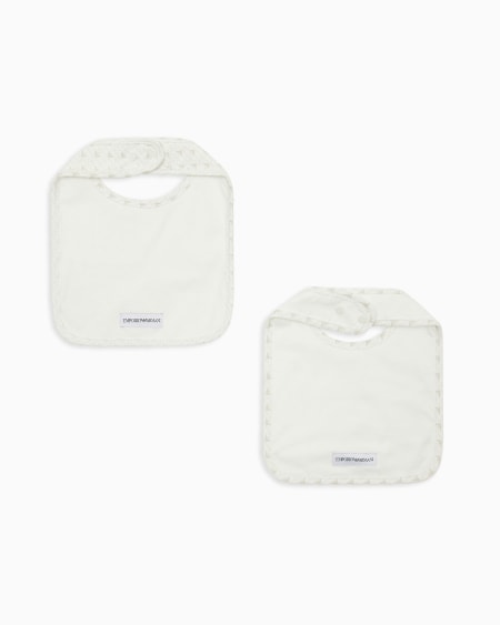 Armani Paquete De Dos Baberos De Punto Con Logotipo Y Motivo De águilas Con Efecto óptico