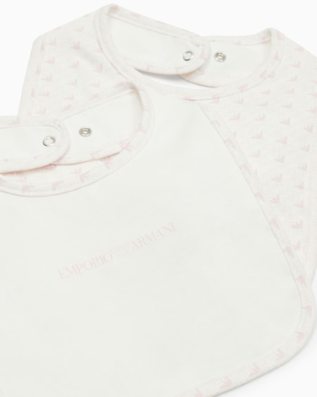 Armani Paquete De Dos Baberos De Punto Con Logotipo Y Motivo De águilas Con Efecto óptico