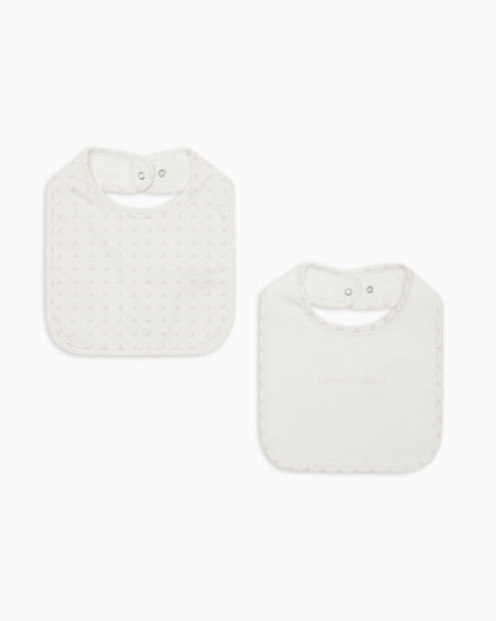 Armani Paquete de dos baberos de punto con logotipo y motivo de águilas con efecto óptico