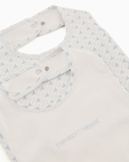 Armani Paquete De Dos Baberos De Punto Con Logotipo Y Motivo De águilas Con Efecto óptico