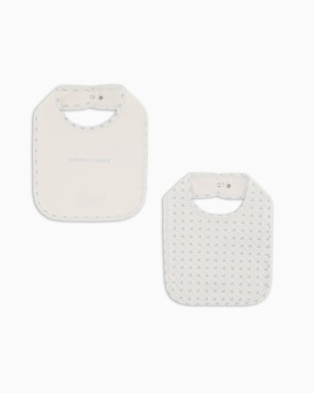 Armani Paquete de dos baberos de punto con logotipo y motivo de águilas con efecto óptico