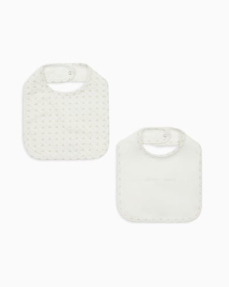 Armani Paquete de dos baberos de punto con logotipo y motivo de águilas con efecto óptico