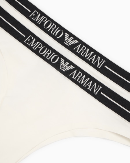Armani Paquete De Dos Braguitas Brasileñas De Algodón Orgánico Con Banda Con Logotipo ASV