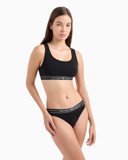 Armani Paquete De Dos Braguitas Brasileñas De Algodón Orgánico Con Banda Con Logotipo ASV