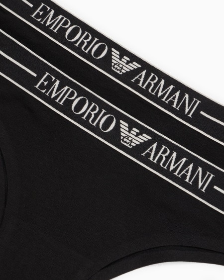 Armani Paquete De Dos Braguitas Brasileñas De Algodón Orgánico Con Banda Con Logotipo ASV