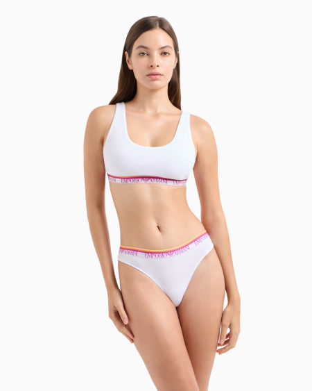 Armani Paquete De Dos Braguitas Brasileñas De Algodón Orgánico Iconic Con Banda Con Logotipo ASV