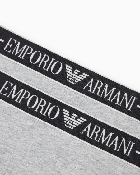 Armani Paquete De Dos Braguitas Brasileñas De Algodón Orgánico Con Banda Con Logotipo ASV