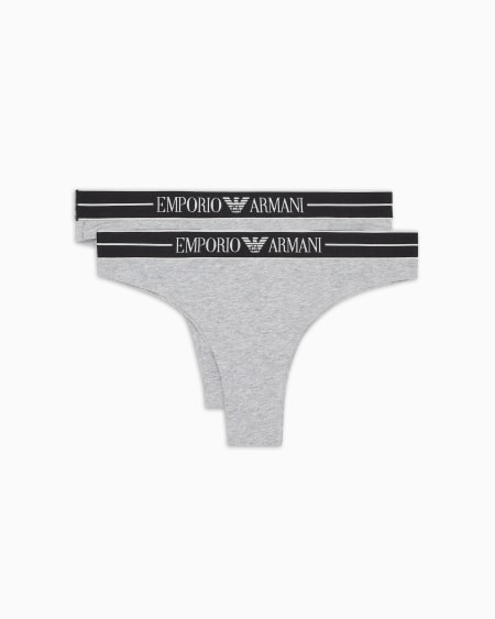 Armani Paquete de dos braguitas brasileñas de algodón orgánico con banda con logotipo ASV