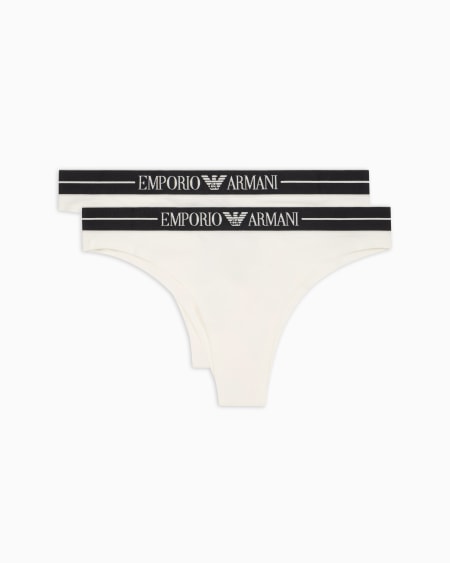 Armani Paquete de dos braguitas brasileñas de algodón orgánico con banda con logotipo ASV