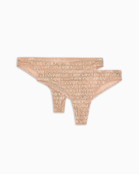 Armani Paquete de dos braguitas brasileñas de malla reciclada con inscripción integral del logotipo ASV