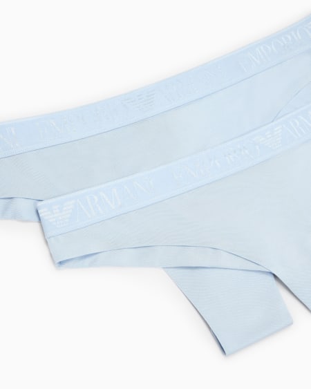 Armani Paquete De Dos Braguitas Brasileñas En Microfibra Reciclada Iconic Con Banda Con Logotipo ASV