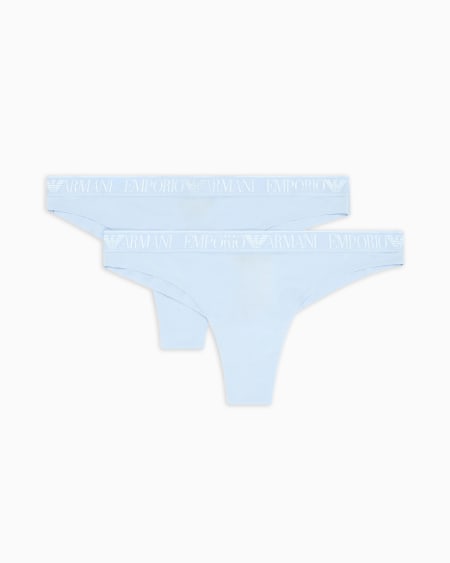 Armani Paquete de dos braguitas brasileñas en microfibra reciclada Iconic con banda con logotipo ASV