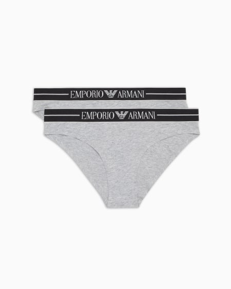 Armani Paquete de dos braguitas de algodón orgánico con banda con logotipo ASV
