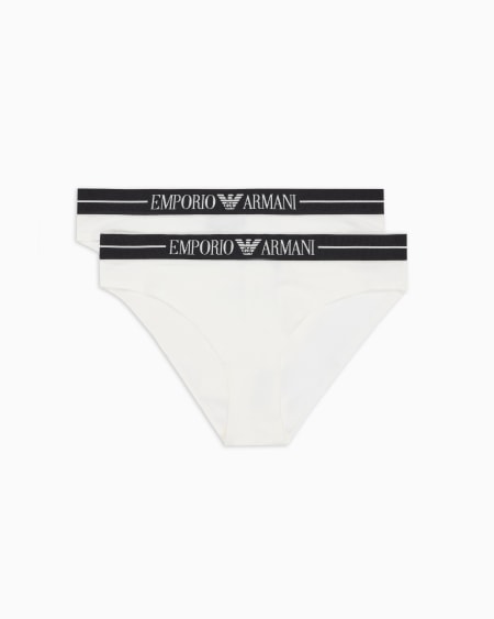 Armani Paquete de dos braguitas de algodón orgánico con banda con logotipo ASV