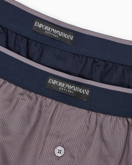 Armani Paquete De Dos Calzoncillos Bóxer De Algodón Con Etiqueta Con Logotipo