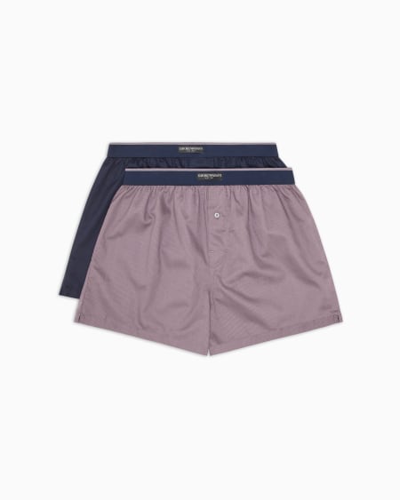 Armani Paquete de dos calzoncillos bóxer de algodón con etiqueta con logotipo