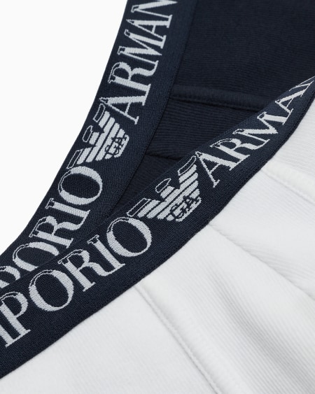 Armani Paquete De Dos Calzoncillos Bóxer En Canalé De Algodón Con Banda Con Logotipo