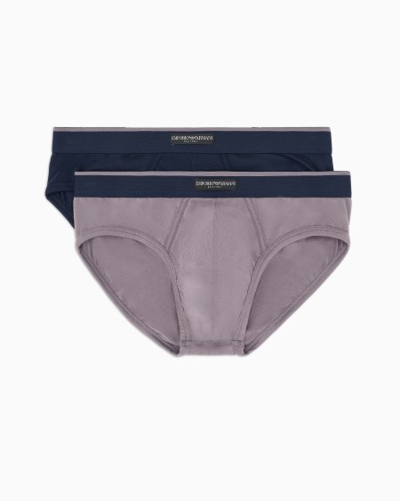 Armani Paquete de dos calzoncillos slip de algodón orgánico con etiqueta de logotipo ASV