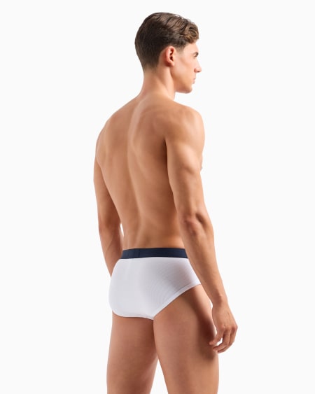 Armani Paquete De Dos Calzoncillos Slip En Canalé De Algodón Con Banda Con Logotipo