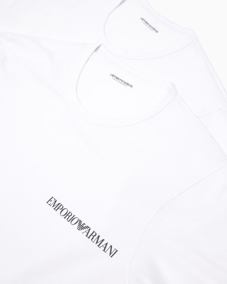 Armani Paquete De Dos Camisetas De Estar Por Casa De Punto De Algodón Elástico Con Banda Con Logotipo Core