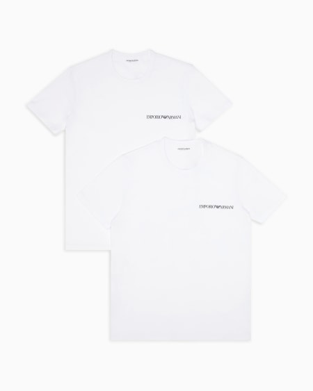 Armani Paquete de dos camisetas de estar por casa de punto de algodón elástico con banda con logotipo Core