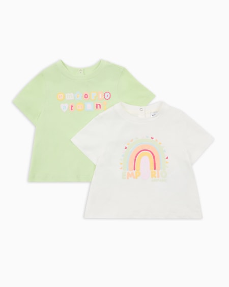 Armani Paquete de dos camisetas de punto con logotipo alegre