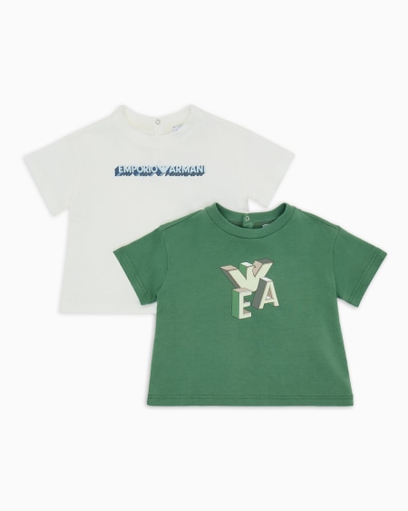 Armani Paquete de dos camisetas de punto con logotipo gráfico estampado