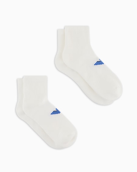 Armani Paquete de dos pares de calcetines cortos de rizo con logotipo de águila