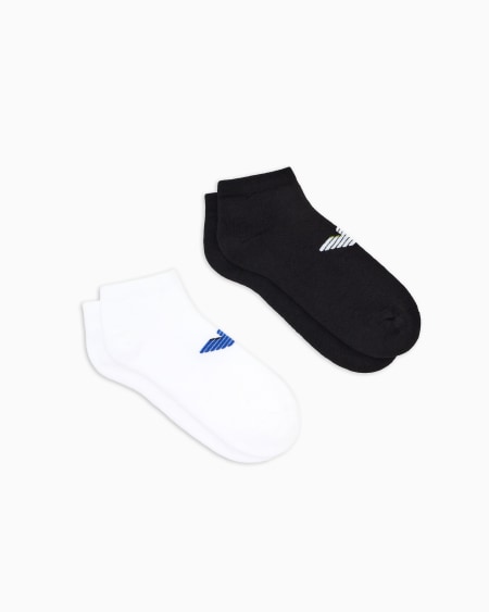 Armani Paquete de dos pares de calcetines cortos de rizo con logotipo de águila