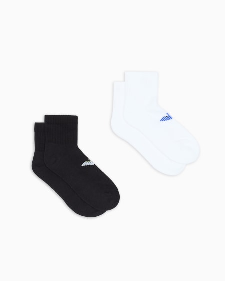 Armani Paquete de dos pares de calcetines cortos de rizo con logotipo de águila
