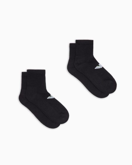 Armani Paquete de dos pares de calcetines cortos de rizo con logotipo de águila