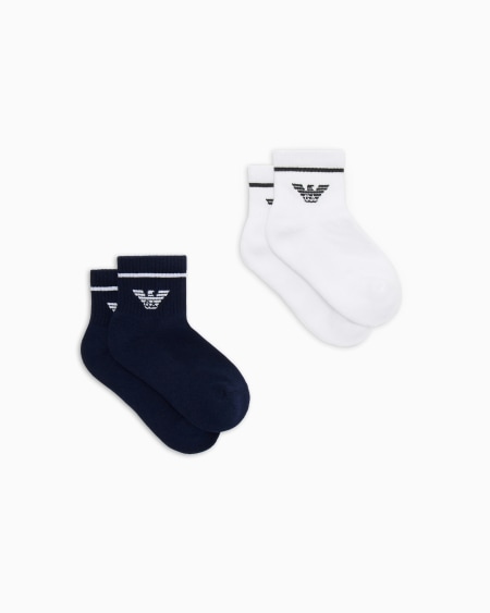 Armani Paquete de dos pares de calcetines de rizo con águila en tejido jacquard