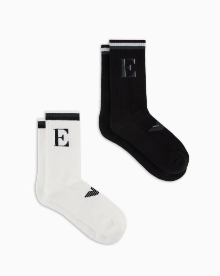 Armani Paquete de dos pares de calcetines de rizo con logotipo EA